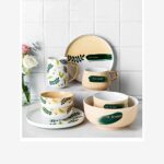 PLID Stoviglie Set Ceramica Combinazione Set da Cucina in Materiale Naturale Articoli per la tavola in Porcellana,Servizio da tavola