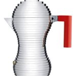 Alessi Pulcina MDL02/6 R Caffettiera a Induzione di Design con Fondo Magnetico in Fusione d’Alluminio e PA, 6 Tazze, Rosso