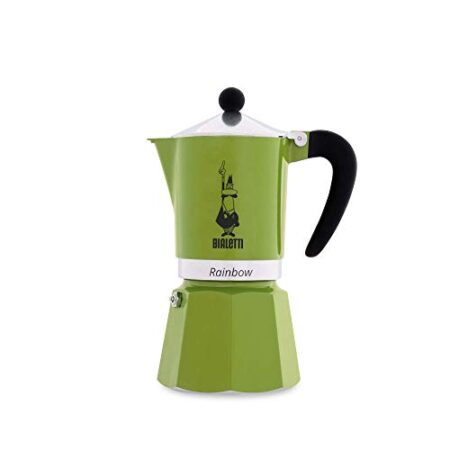 Bialetti Rainbow Caffettiera Colorata, Alluminio, Verde, 6 Tazze