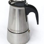 Caffettiera italiana a induzione in acciaio inox, da 2 a 3 tazze, caffettiera in acciaio inox, adatta per qualsiasi fonte di calore, cucine a induzione, Vitro o Gas (2-3 tazze, 200 ml)