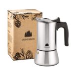 Groenenberg Moka 2 Tazze (100 ml) | Caffettiera Espresso Maker (Acciaio Inox) | Caffettiera Espresso Manuale incl. Guarnizione di Ricambio & Guida Step-by-Step | Senza Alluminio