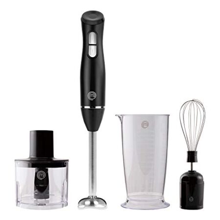 MasterChef Frullatore a Immersione, Misurino da 700 Ml, Frusta e Contenitore Tritatutto, Due Velocità, Acciaio Inox