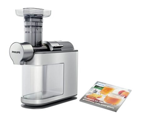 Philips HR1945/80 Micro Juicer Estrattore di Succo con Tecnologia Micro Masticating, Tubo d’Inserimento XL, con Ricettario, Bianco