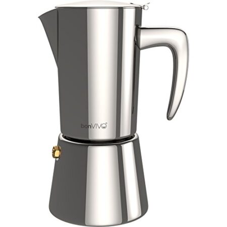bonvivo Intenca Caffettiera Induzione, Moka Induzione, Caffettiera Acciaio Inox – Caffettiera per Espresso, Moka per induzione da 6 Tazze in Acciaio Inox con Rifiniture Cromate