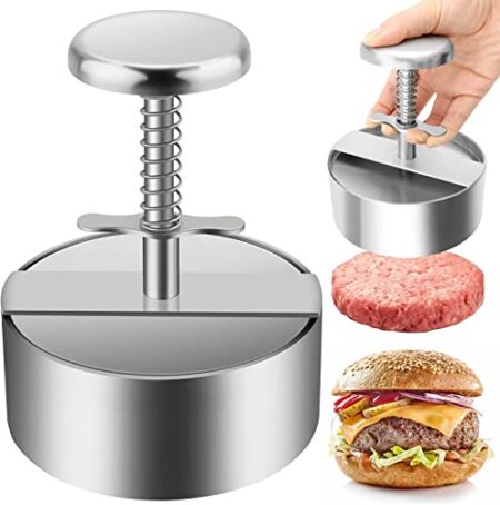 TIANTOU Pressa per Hamburger, Acciaio Inossidabile Stampo per Hamburger, Regolabile Burger Press, Anti-Aderente Burger Maker, Perfetto per Grill, BBQ, Feste